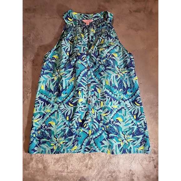 Lilly Pulitzer Tops - EUC Lilly Pulitzer Silk Blouse Womens Small Muticolor Button Up